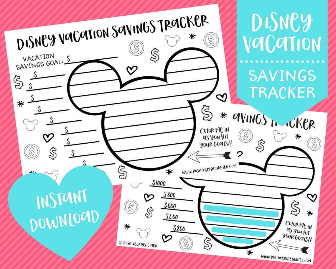Disney Vacation Savings Tracker Coloring Page Disney World - Etsy
