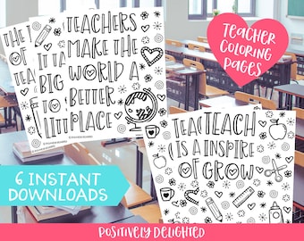 Teacher Coloring Pages | Teacher Gift | Teacher Appreciation | Classroom Printable | Teaching | Thank You Teachers | Instant Download PDF