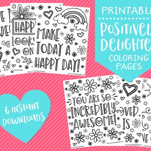 Confidence & Happiness Positive Affirmation Coloring Pages | Printable Coloring Pages | Adult Coloring Pages | Instant Download PDF