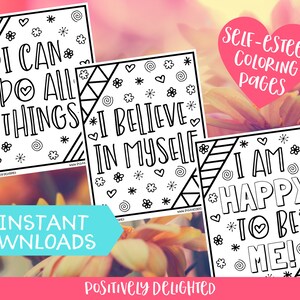 Self-esteem Coloring Pages Printable | Self-love | Positive Affirmation | Self-worth | Confidence | Adult Coloring Pages | Instant Download