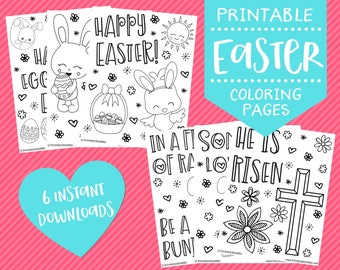 Easter Coloring Pages | Easter Activity Craft | Easter Bunny | Easter Printable | Religious Printable Coloring Pages | Instant Download PDF