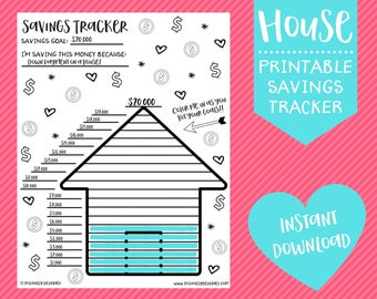 House Savings Tracker Printable | Savings Challenge | Savings Chart | Savings Printable | Budgeting Printable | Instant Download PDF