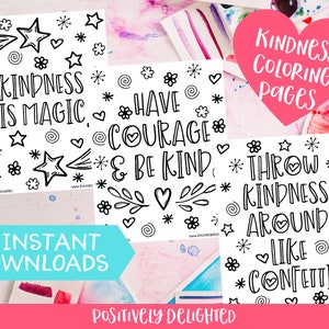 Desenhos para colorir de bondade para imprimir | Afirmação Positiva | Citação inspiradora | Quadro de visão | Livro para colorir adulto | Download instantâneo de PDF