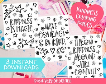 Kindness Coloring Pages Printable | Positive Affirmation | Inspirational Quote | Vision Board | Adult Coloring Book | Instant Download PDF