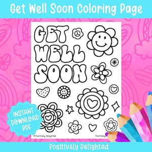 Coloriage de Guérison à colorier | Se sentir mieux à colorier | Forfait Bon rétablissement |  Projet artisanal d'hôpital | Téléchargement instantané PDF