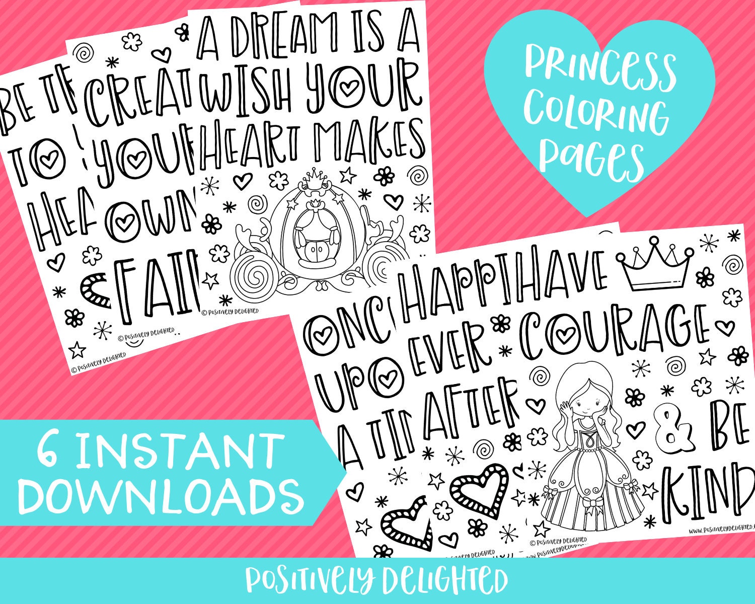 princess coloring pages princess birthday party favor etsy
