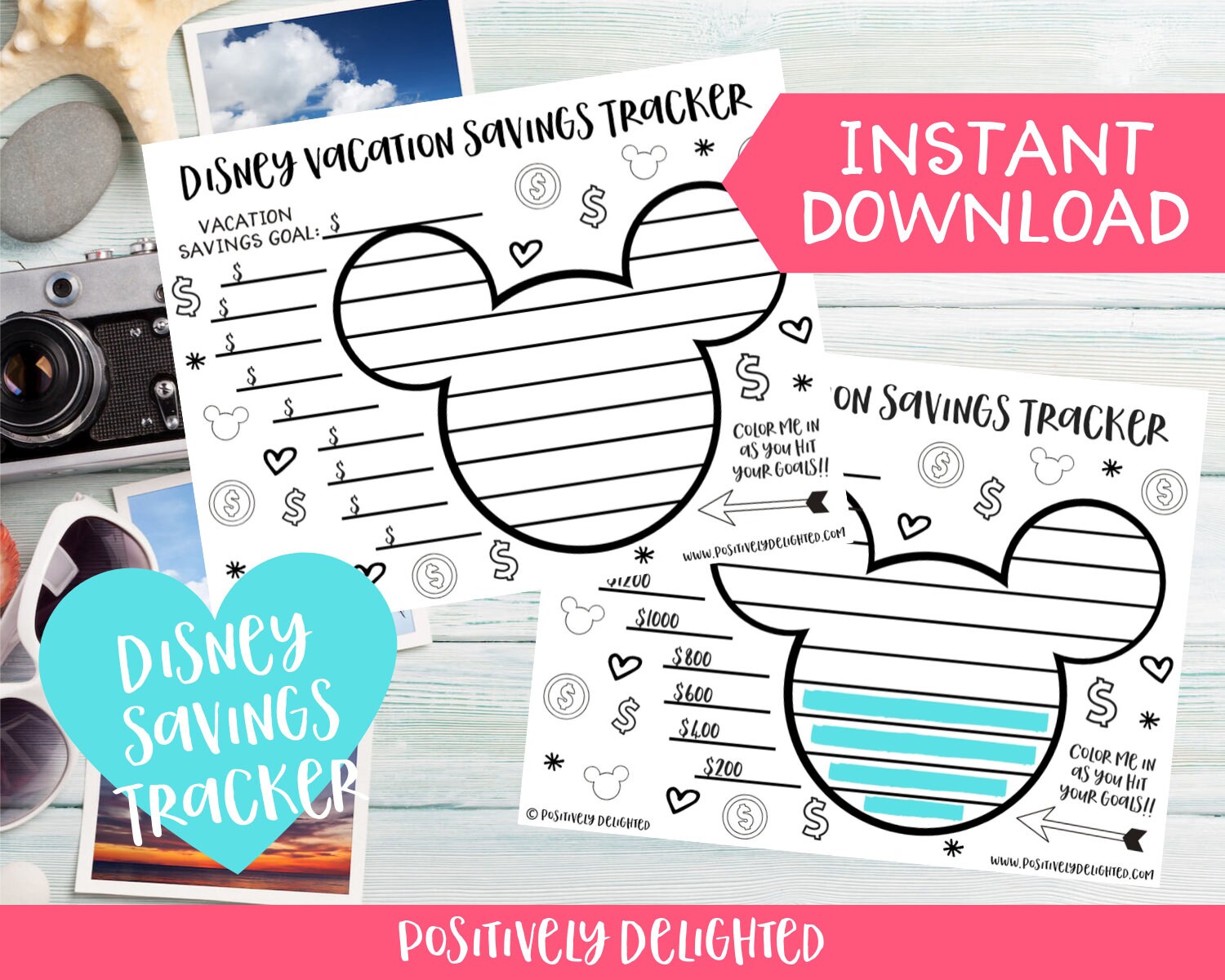 Disney Vacation Savings Tracker Coloring Page Printable | Etsy