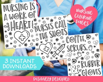 Nursing Coloring Pages | Nurse Appreciation | Nurse Gift | Medical Health | Nurses Printable | Nursing Thank You | Instant Download PDF