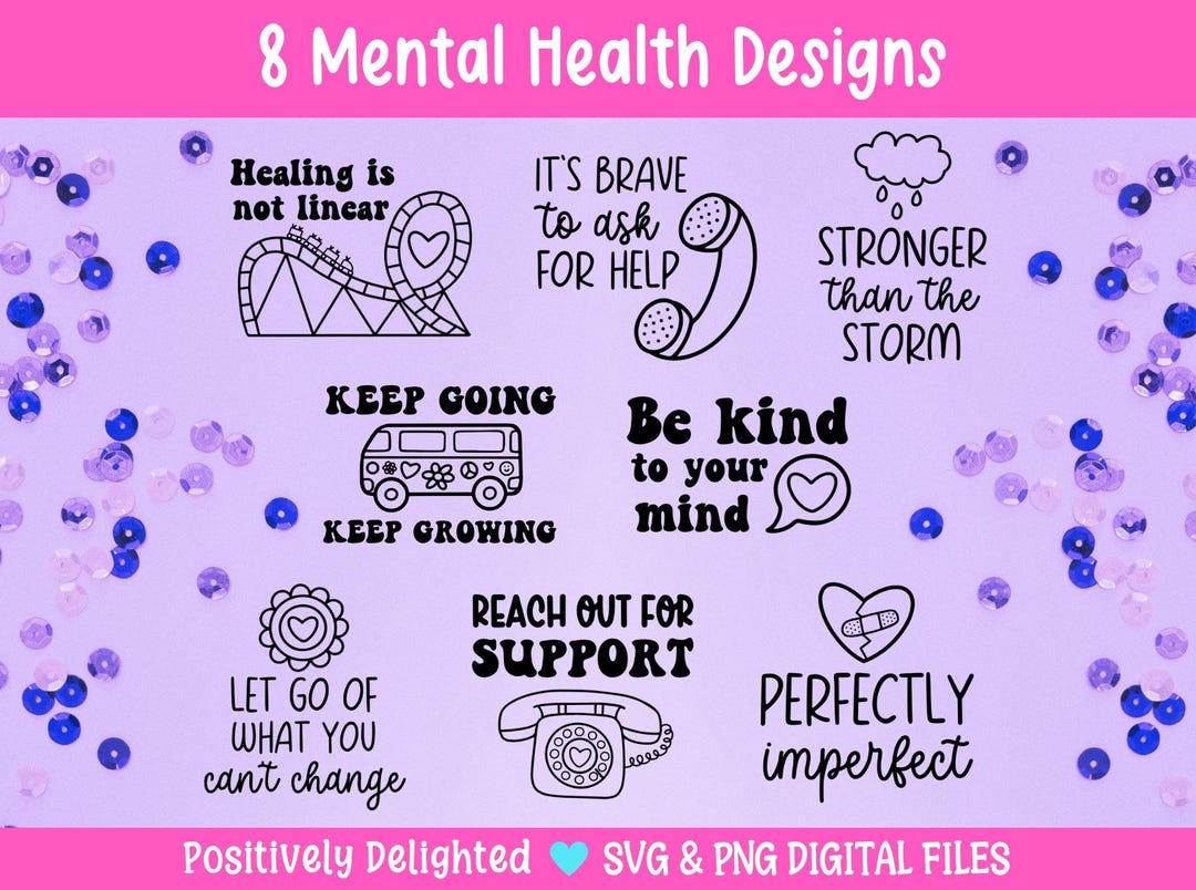 Set 3 Mental Health SVG PNG Bundle Motivational Positivity Svg ...
