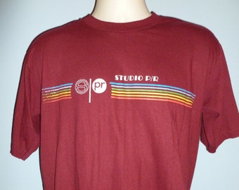 Vintage 1980s Studio PR Rainbow Red Velva Sheen T-shirt