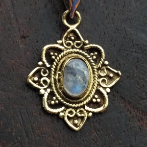 Brass and labradorite pendant - gift for her - labradorite