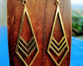 Original brass hanging earrings / Gift for her