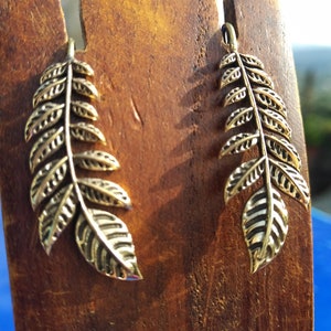 Brass Leaf Earrings - Gift for Her - Ethnic Earrings