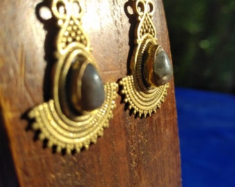 Original brass and labradorite earrings