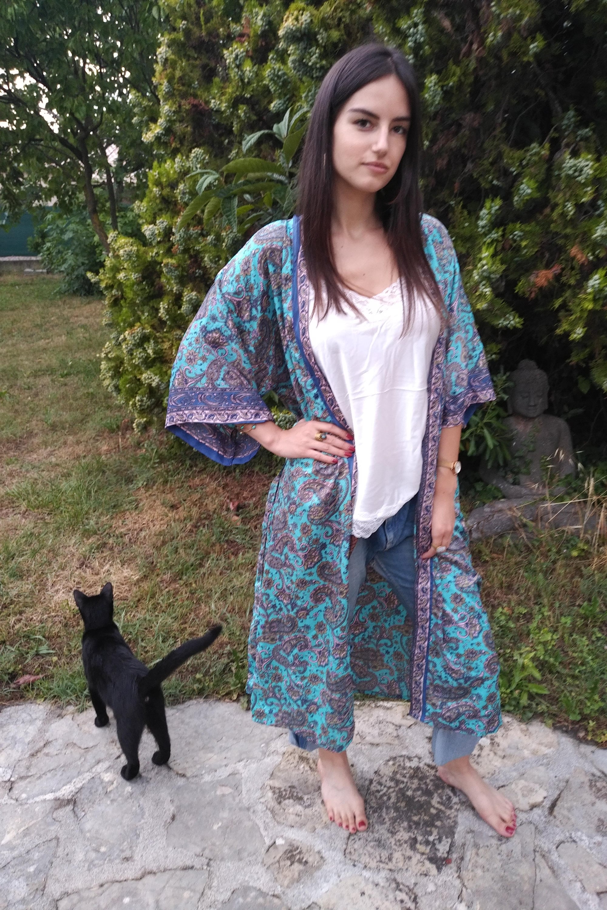 Lot De 20 Robes Kimono Longues Indiennes En Soie - Vintage - Taille Unique - Neuf Avec étiquettes