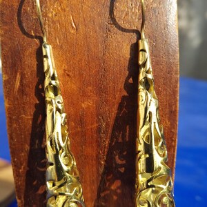 Brass Chiseled Earrings / Gift for Her / Ethnic Earrings