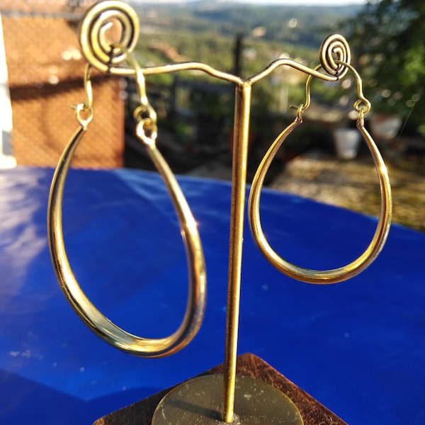 Boucles d'oreilles créoles originales en laiton - cadeau pour elle