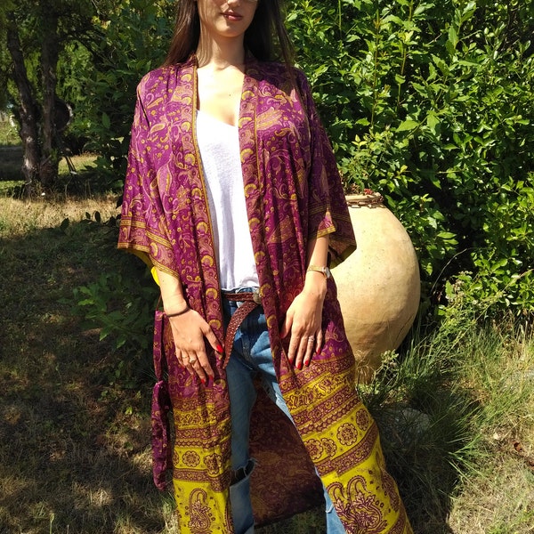 Kimonos en soie/ kimono femme/ kimono vintage/ kimono bohème/ fait main/ boho/ robe kimono/idées cadeaux /hippie chic/bohème/cadeau de noël