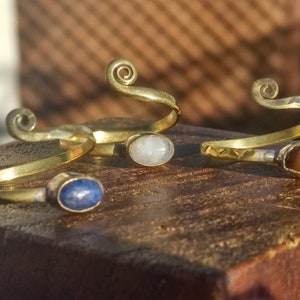 Brass ring and semi-precious stones - gift for her
