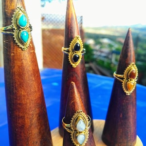 Brass ring and semi-precious stones - gift for her
