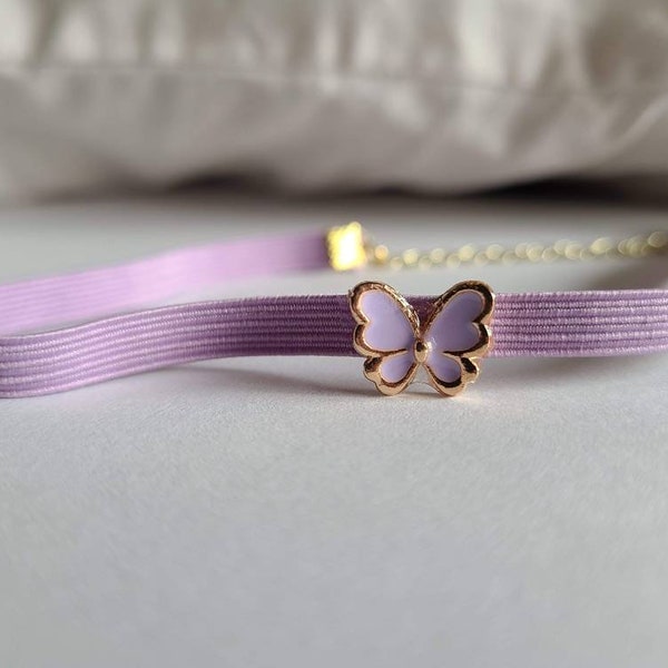 Butterfly minimalist girls personalized choker necklace