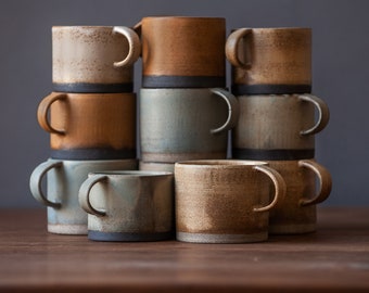 AUF BESTELLUNG 12oz/350ml Tasse oder Tasse für jedes morgendliche Kaffee- oder Teeritual im modernen minimalistischen Loft-Design, handgefertigte Steinzeugkeramik