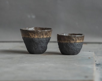 IN STOCK Set of 2 espresso cups/tumblers coffee, stoneware, handmade ceramics, greenish/black, present for coffee lover, Christmas present