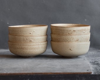 OUTLET Set of 6 ramen bowls 40.5oz/1200ml in beige color, matt glazed, stoneware handmade ceramics, versatile bowls, discounted item