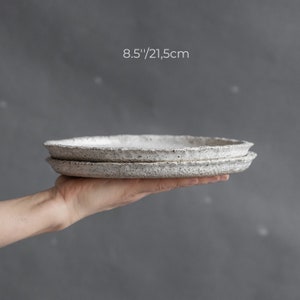 TO ORDER a SET of 2 or more flat plates for every day in wabi-sabi design, dark in white and gray color, handmade ceramic, stoneware 2 plates x 8.5'' inches