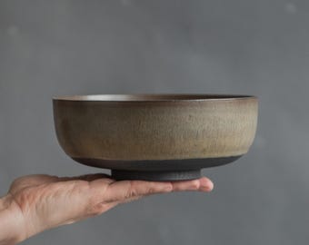 IN STOCK Set of 2 x 20oz/600ml breakfast or 2 x ramen bowl 37oz/1100ml no stand glazed green on black color, stoneware handmade ceramics