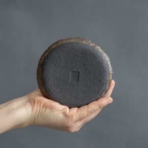 TO ORDER SET of 2 x flat plates for every day in wabi sabi design, dark chocolate&grey-black color, handmade ceramic, stoneware image 6