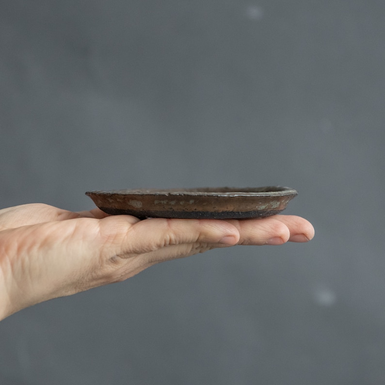 TO ORDER SET of 2 x flat plates for every day in wabi sabi design, dark chocolate&grey-black color, handmade ceramic, stoneware image 8