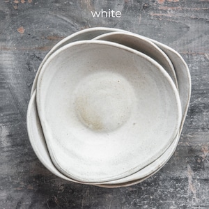 handmade ceramic SET of BOWLS, SALAD bowl, pasta bowls, cereal bowl, granola bowl, soup, noodles minimal organic natural geometric design
