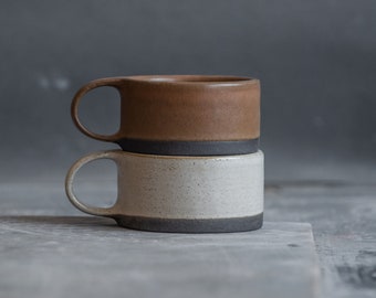 IN STOCK Set of 2 ESPRESSO coffee cups mugs coffee, drip coffee, stoneware, handmade ceramics, present for coffee lover, Birthday present