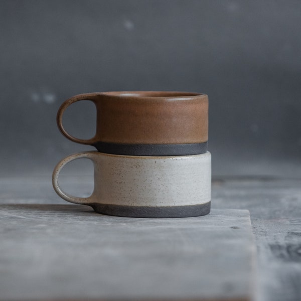 IN STOCK Set of 2 ESPRESSO coffee cups mugs coffee, drip coffee, stoneware, handmade ceramics, present for coffee lover, Birthday present