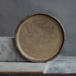 TO ORDER SET of 2 x flat plates for every day in wabi sabi design, dark chocolate&grey-black color, handmade ceramic, stoneware image 10