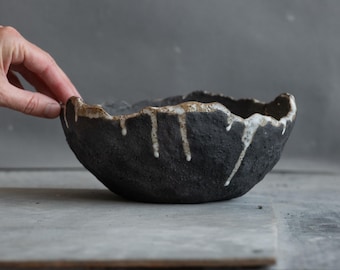 INTERIOR OBJECT BOWL, interior object, ceramic flower, white/ black, ceramic gift designed for a modern interior, handmade vase, gift vessel