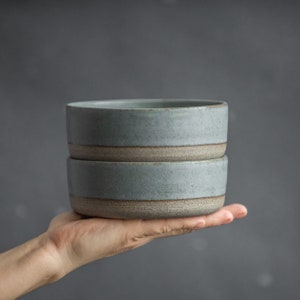 IN STOCK Set of 2 cereal BOWLS in grey-blue color, minimal design, stoneware, handmade ceramics, pottery, tableware, grey clay, soup bowl