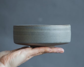 IN STOCK Chawan tea bowl 19.6oz/580ml in minimal style, in grey-blue and gray color, stoneware handmade ceramic, Birthday present tea lover