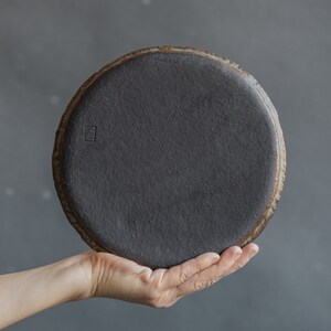 TO ORDER SET of 2 x flat plates for every day in wabi sabi design, dark chocolate&grey-black color, handmade ceramic, stoneware image 4