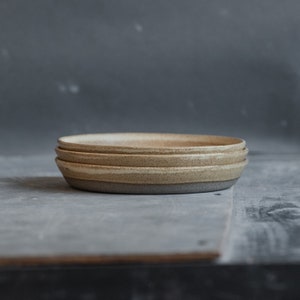 IN STOCK Set of 3 plates for every day in minimal design in beige on grey, stoneware, handmade ceramics image 2