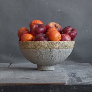 in STOCK big ceramic FRUIT BOWL vase in warm beige in wabi-sabi style for everyday in minimal design, stoneware, handmade ceramic image 6