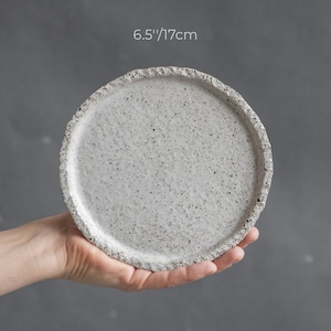 TO ORDER a SET of 2 or more flat plates for every day in wabi-sabi design, dark in white and gray color, handmade ceramic, stoneware 2 plates x 6.5'' inches