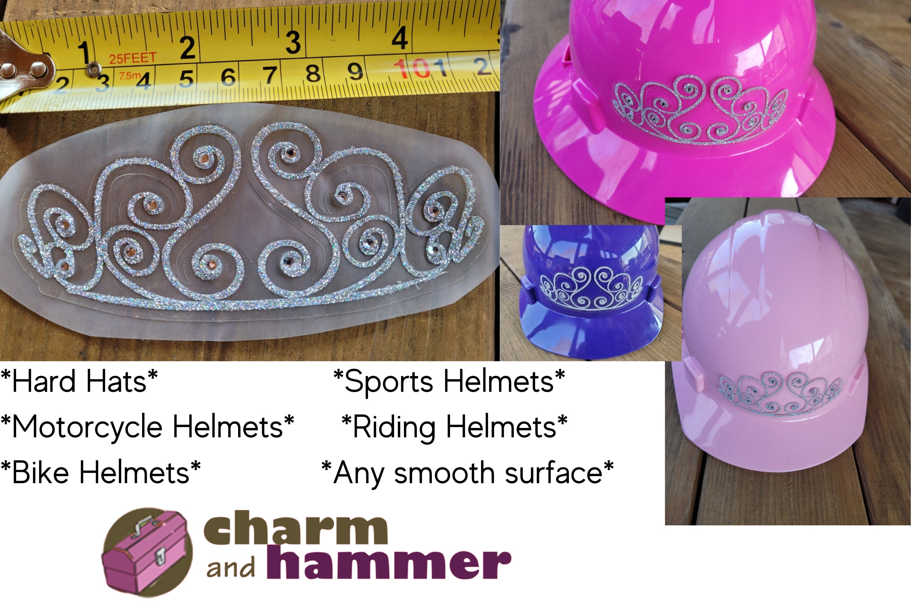 Tiara Sticker for Hard Hat, Welding Helmet, Motorcycle Helmet, Sport