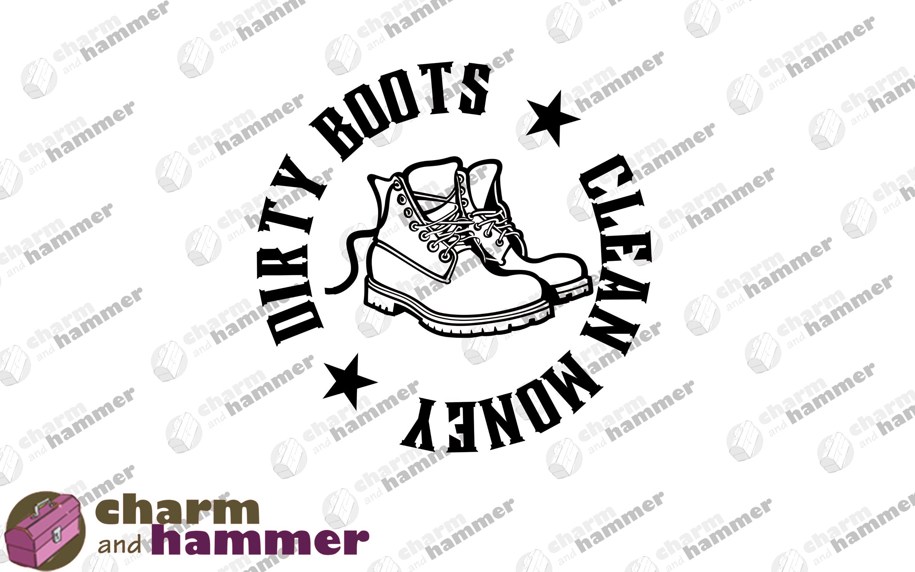 Work Boots Car Window Decal Dirty Boots Clean Money Blue Etsy