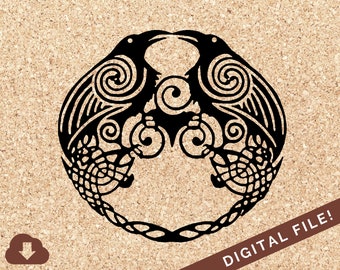 Hugin and Munin Vinyl Sticker Old Norse Mythology Viking Satr Talisman