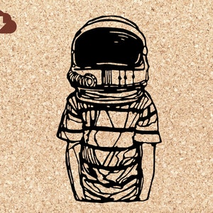 Young Boy in Astronaut Helmet SVG One Piece Cut for Cricut Cutter Art Projects, Cards, Decals, T-shirts Personal and Commercial Use Digital