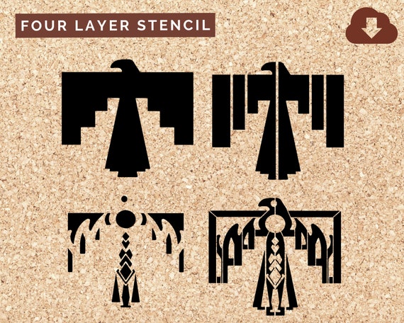thunderbird native american layered stencil svg jpg png file etsy norway