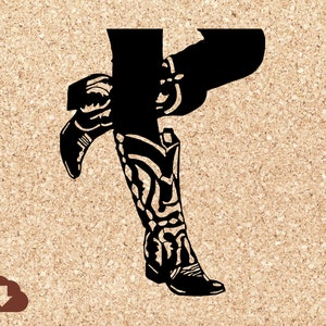 Cowgirl Boots SVG Cut File Cowgirl with Leg on Wall Art Projects, Card Making, , Decals, T-shirts Personal and Commercial Use Digital