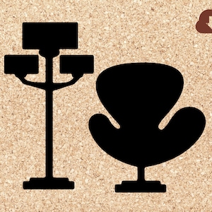 Retro Lamp & Chair | Mid-Century Modern Furniture SVG File Digital Image Silhouette PNG JPG Clipart Decal